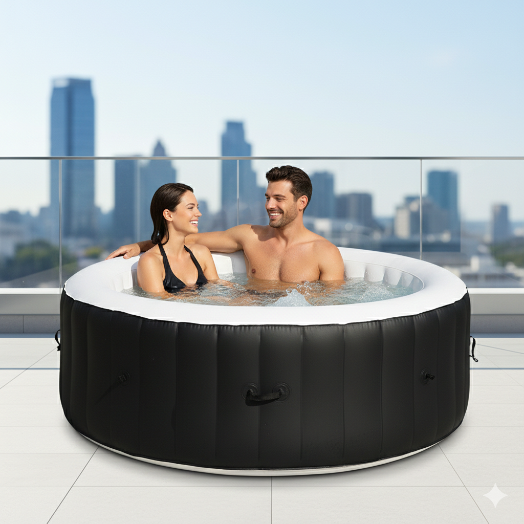 Spa Gonflable Rond 4 Places - 1.80m x 0.65m - 800L avec Massage