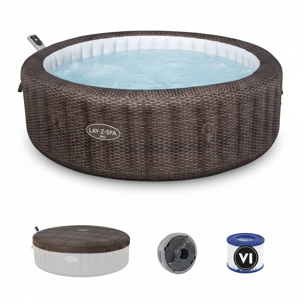 Spa Gonflable – 6-8 Places – Intelligence Intégrée & Brun Moderne