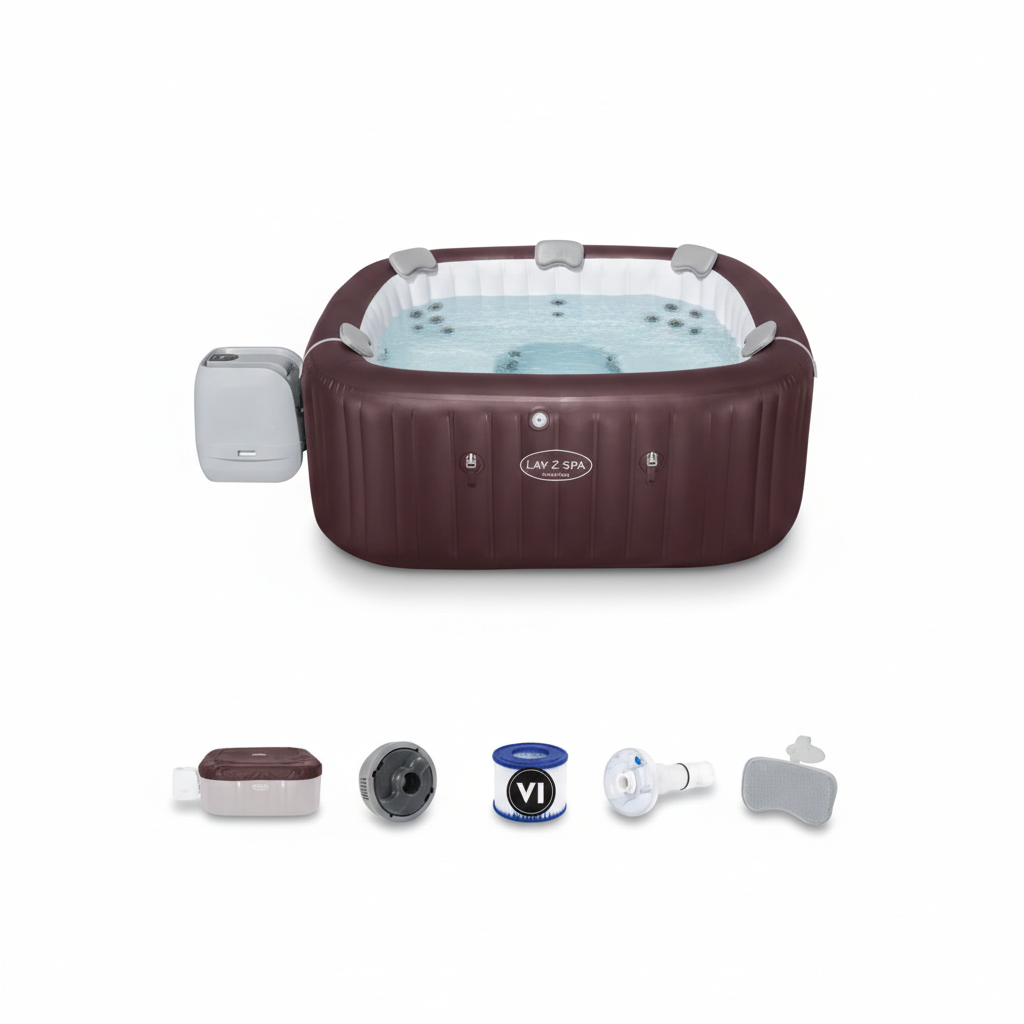 Spa Gonflable HydroJet Pro – 4-6 Places – 2.01m x 80cm – Rouge Foncé
