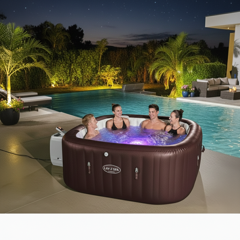 Spa Gonflable HydroJet Pro – 4-6 Places – 2.01m x 80cm – Rouge Foncé