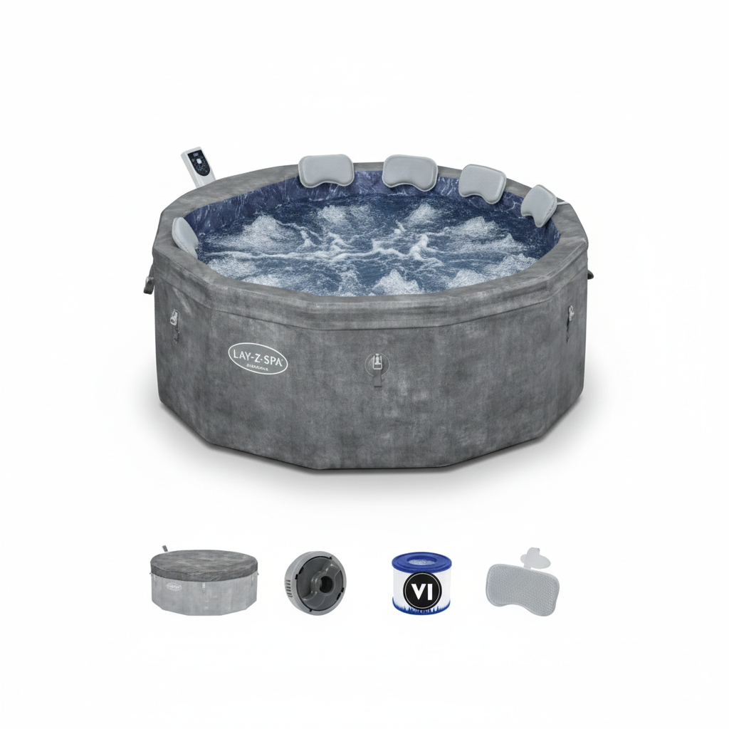 Spa Gonflable Bestway 6001V – 4-6 Places – 1.70m x 65cm – Gris Anthracite Moderne