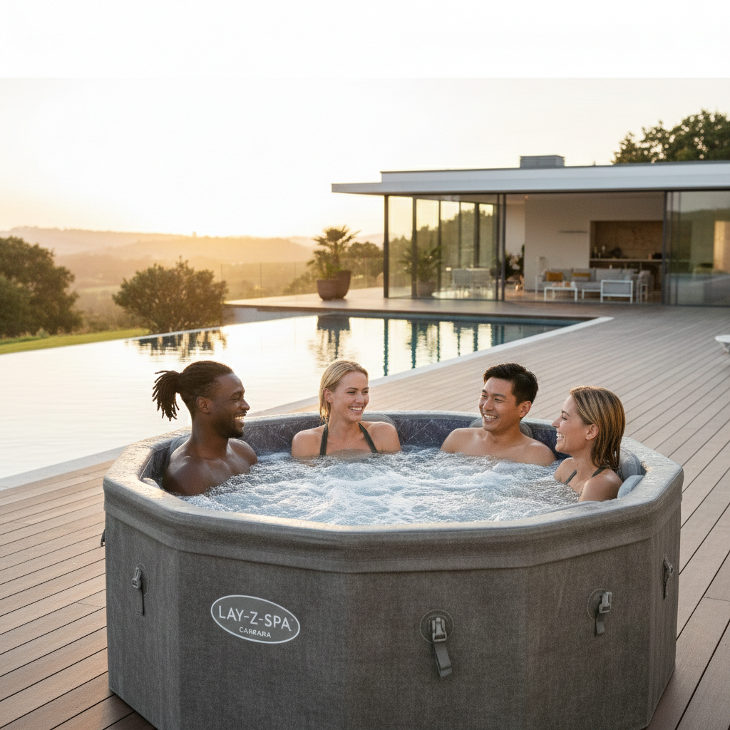 Spa Gonflable Bestway 6001V – 4-6 Places – 1.70m x 65cm – Gris Anthracite Moderne