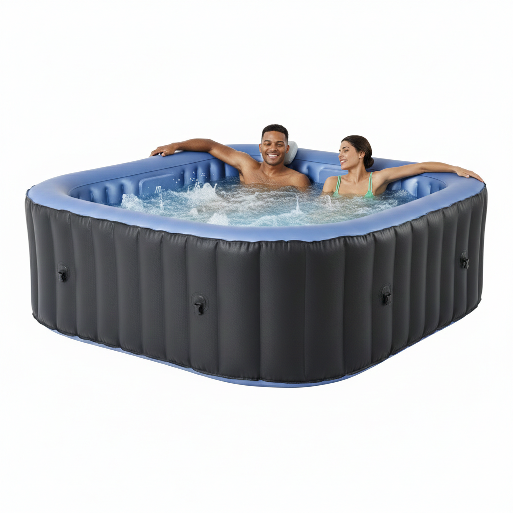 Dimensions et profondeur d'un spa gonflable carre 4-8 places vue latérale