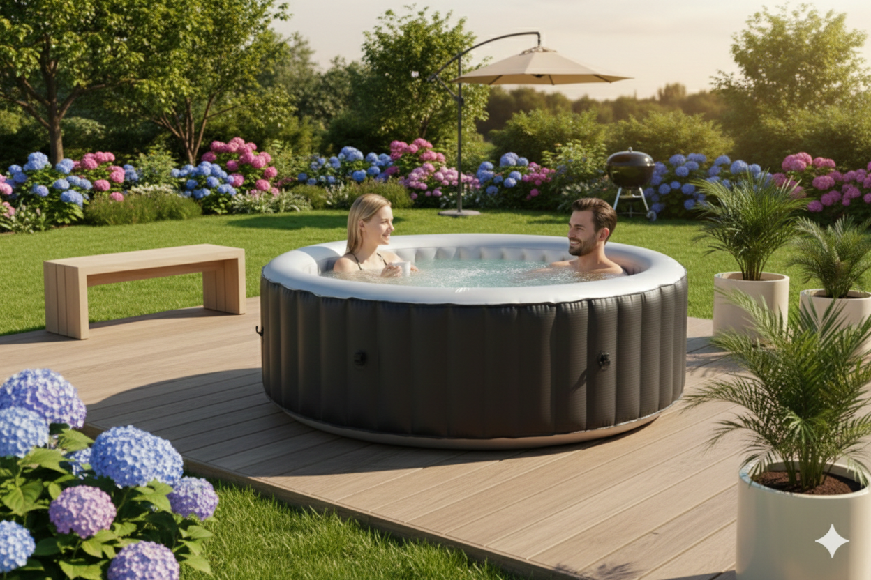 spa gonflable extérieur jardin moderne 