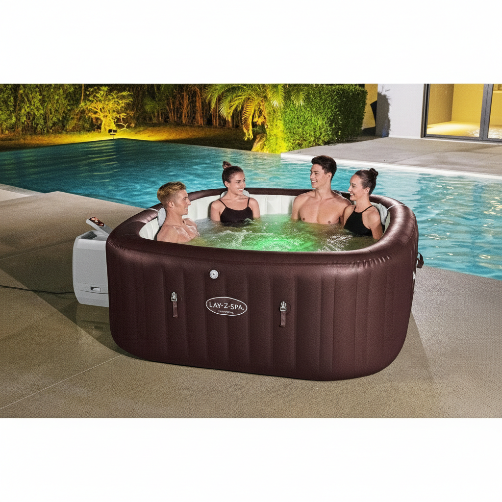 Spa Gonflable HydroJet Pro – 4-6 Places – 2.01m x 80cm – Rouge Foncé